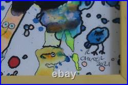 Robin Chuter Painting Mixed Media Vibrant Colours Framed Signed & Stamped 2021