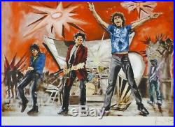 Ronnie Wood Bigger Bang Red Hand Signed Rolling Stones Framed Mixed Media