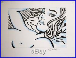 Roy Lichtenstein Original Nude Ink & Colored Pencil Mixed Media On Cardstock