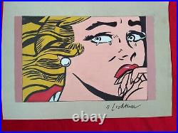 Roy lichtenstein painting on paper (Handmade) signed and stamped mixed media