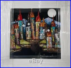 Rozanne Bell painting'Moonbeam' Original framed, 9.5ins X 9.5ins