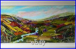 Rozanne Bell painting'Pastorale' Original framed, 36ins x 18 ins in stock