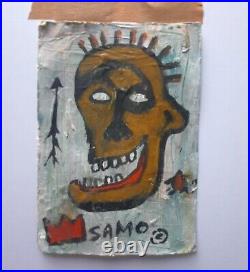 SAMO Jean-Michel Basquiat Hand Painted Neo Expressionist on 80's NY Postcard