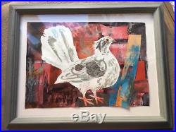 SCARCE -MARK HEARLD Rooftop Pigeon ORiGINAL Mixed Media Collage, SIGNED 2012