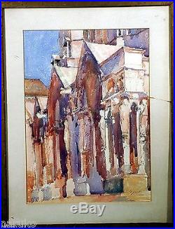 SUPER GREAT C1900 WATERCOLOR OF CATHEDRAL by JOHN SINGER SARGENT