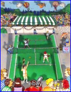 S/O Tennis Love Charles Fazzino 3D Pop Art Serigraph Print FRAMED Sports Game