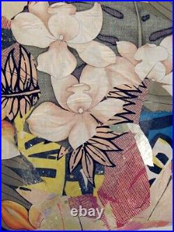 Sally Anderson Signed Original Mixed Media Painting Collage, orchids, MAKE OFFER