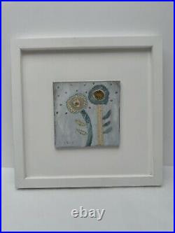 Sally MacCabe Fleurs Painting Collage Blue Gallery Wall Framed Mixed Flowers