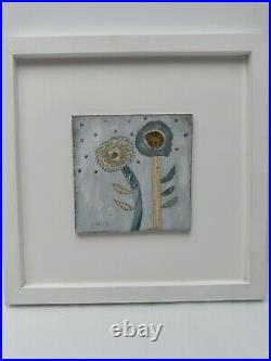 Sally MacCabe Fleurs Painting Collage Blue Gallery Wall Framed Mixed Flowers