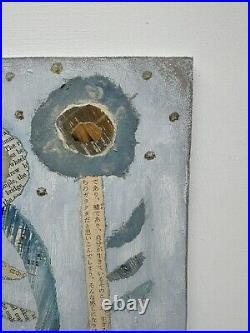 Sally MacCabe Fleurs Painting Collage Blue Gallery Wall Framed Mixed Flowers