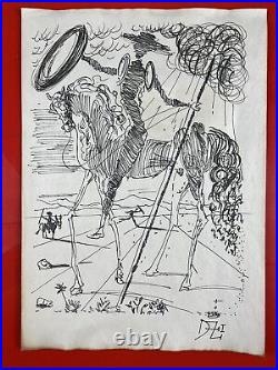 Salvador Dali (Handmade) Drawing Painting mixed media on paper signed stamped