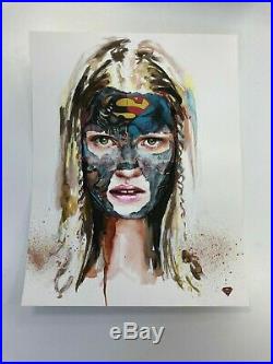 Sandra Chevrier Original on Paper mixed media 2013 Superman