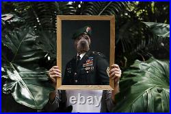 Serviceman Pet Digital Portrait Pet Art Funny Dog Cat Wall Military Helmet Art