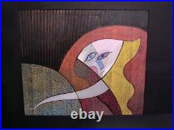 Seymour Zayon Abstract Cubism Mixed Media Painting Signed