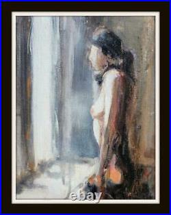Standing Nude d 10X8 Original Impressionist Mixed Med Oil Painting Paul Mitchell