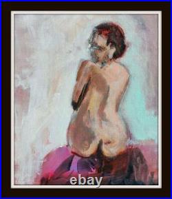 Studio Nude z Original Impressionist Mixed Med Oil Painting Paul Mitchell