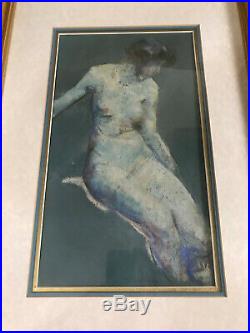 Stunning Antique Nude Female Scene Mixed Media Painting Signed And Framed