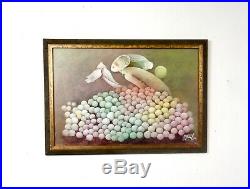 Stunning MID Century French Colorful Surrealism Vintage Painting Signed