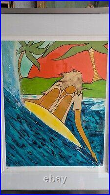 Stunning Original Andy Davis Mixed Media Artwork Surf Painting