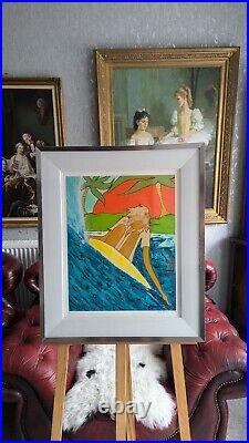 Stunning Original Andy Davis Mixed Media Artwork Surf Painting