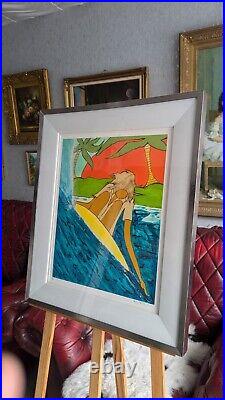 Stunning Original Andy Davis Mixed Media Artwork Surf Painting