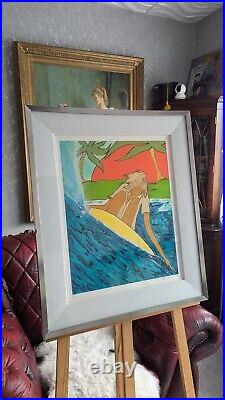 Stunning Original Andy Davis Mixed Media Artwork Surf Painting