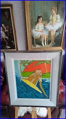 Stunning Original Andy Davis Mixed Media Artwork Surf Painting