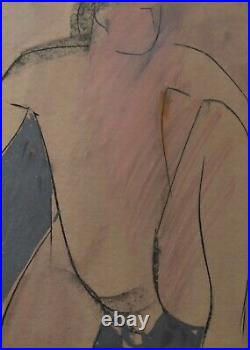 Stylish Mary Stork Original Mixed Media Painting Nude Portrait Cornish Art