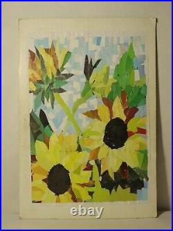 Sunflower Collage Mixed Media Project Painting Egyptian Signed Original Collage