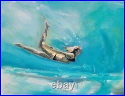 Swimming Girl Series Z2 Original Mixed Media Painting on Canvas