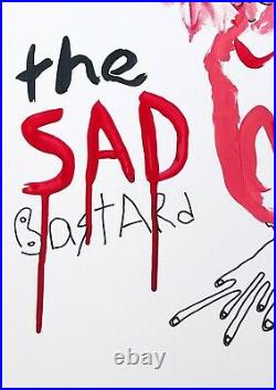 THE SAD BASTARD Original Signed Mixed Media Artwork 19.5 WEIRD ART Acrylic