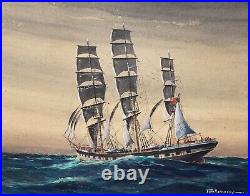 TOM LEWSEY (1910-1965) Original Mixed Media Painting of a Clipper Sailing Vessel