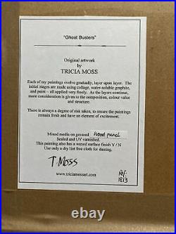 TRICIA MOSS MIXED MEDIA PAINTING BY ABSTRACT ghost busters signed FRAMED