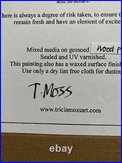 TRICIA MOSS MIXED MEDIA PAINTING BY ABSTRACT ghost busters signed FRAMED