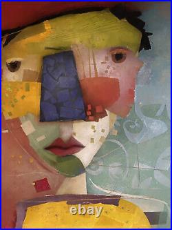Terri Hallman (USA 1962) Mixed Media On Board, Abstract Portrait'Quince