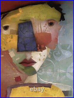 Terri Hallman (USA 1962) Mixed Media On Board, Abstract Portrait'Quince
