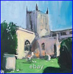 Tewkesbury Abbey. Original Mixed Media Painting on Canvas