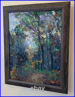 The Hike, 13x16, Original Mixed Media Painting, Signed Art, Canvas, Frame