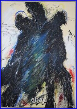 Three Figures. Expressionist mixed media by listed artist Diethelm W Wonner 1987