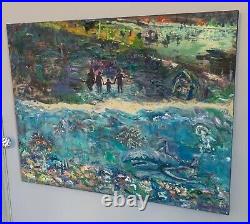 Traffic, 28x22, Original Abstract Oil Mixed Media. Painting, Framed