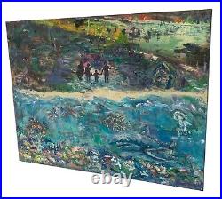 Traffic, 28x22, Original Abstract Oil Mixed Media. Painting Framed