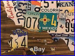 USA License Plate Map Hand Made From Real Plates From Each State 37x23