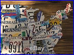 USA License Plate Map Hand Made From Real Plates From Each State 37x23