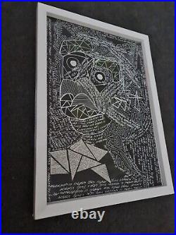 Unique Art Collage Ink Text Monkey Face illustration Abstract
