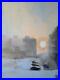 Urban Winter Dawn. Original Mixed Media Painting on Canvas