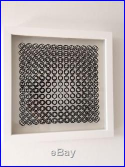Vasarely beautiful lithography 1973 OP art Framed with museum glas