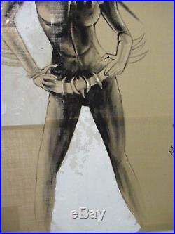 Very Large Mauro Rosso Batgirl Standing Mixed Media On Canvas / Painting /Art