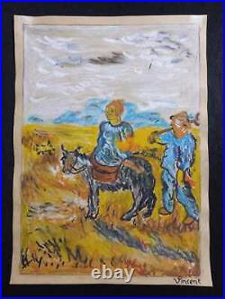 Vincent van gogh Drawing on Paper Signed & stamped Mixed Media