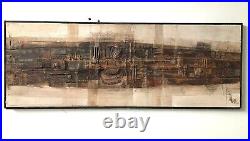 Vintage 1970s Mixed Media Collage Abstract Composition MCM