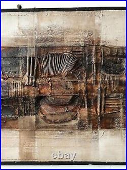 Vintage 1970s Mixed Media Collage Abstract Composition MCM